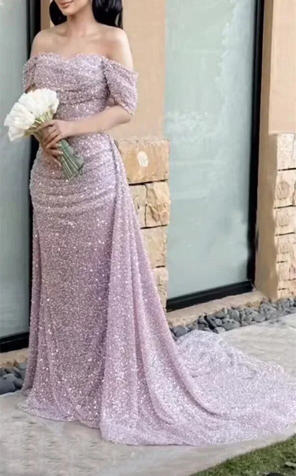 Shiny V Neck Backless Long Purple Prom Dress, Backless Lilac Formal Gr –  abcprom
